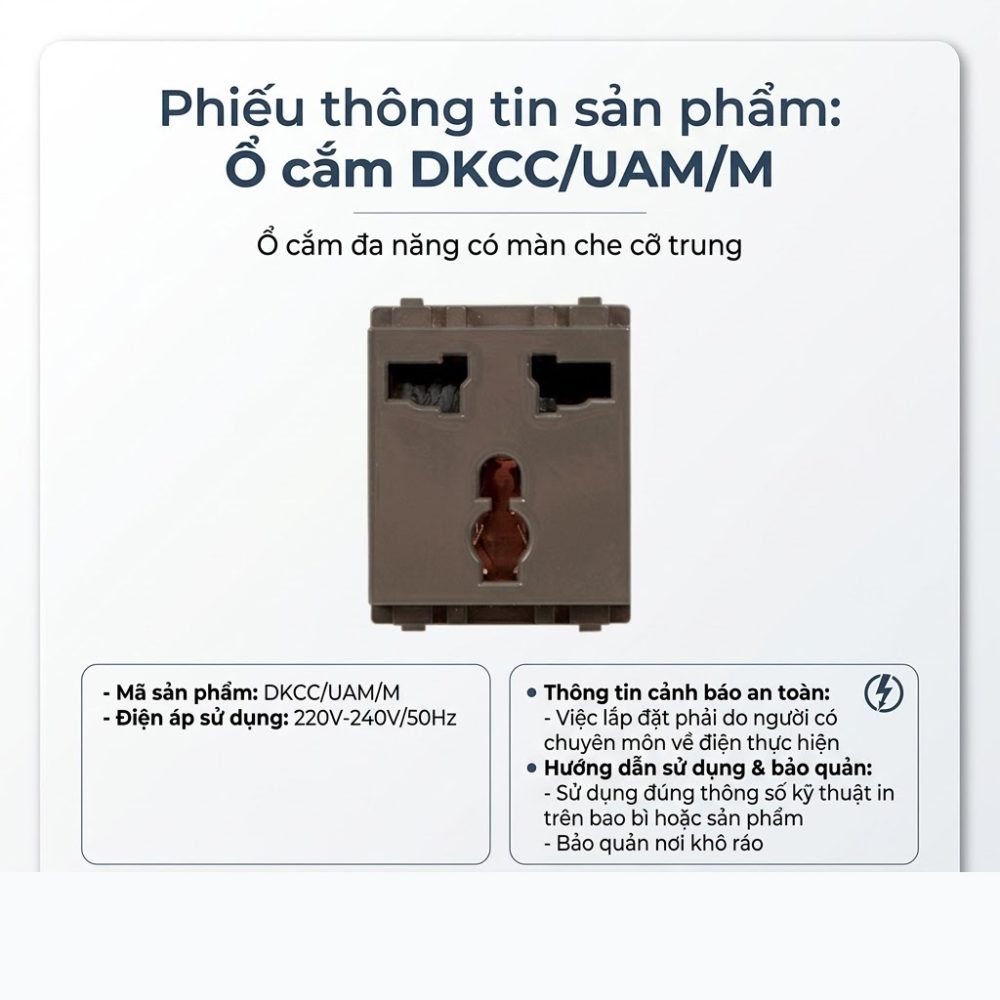 ổ cắm đa năng có màn che dkcc uam m