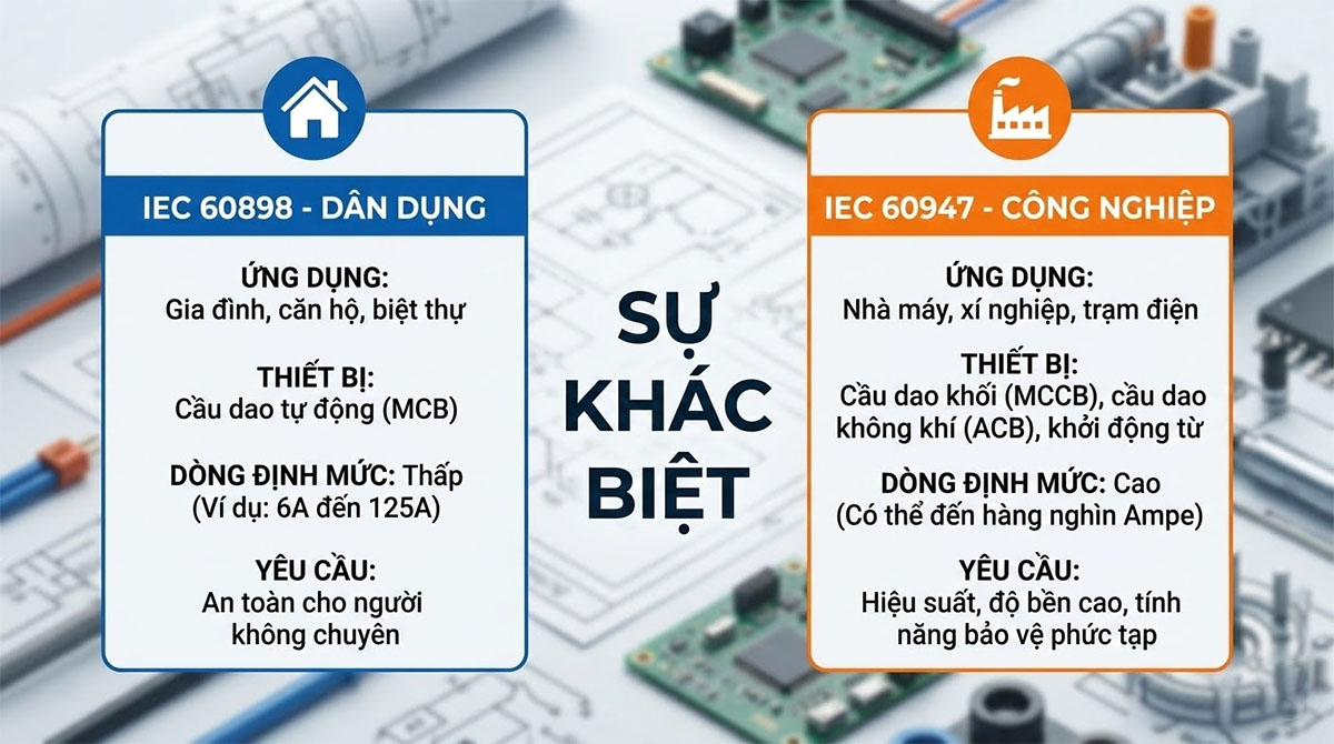 sự khác biệt giữa hai chuẩn IEC