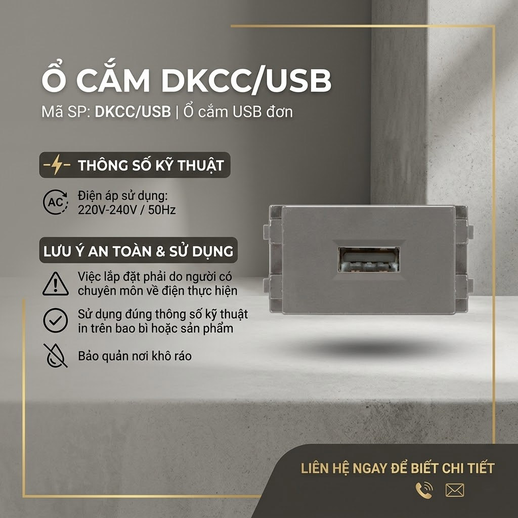 thông số ổ cắm dkcc usb