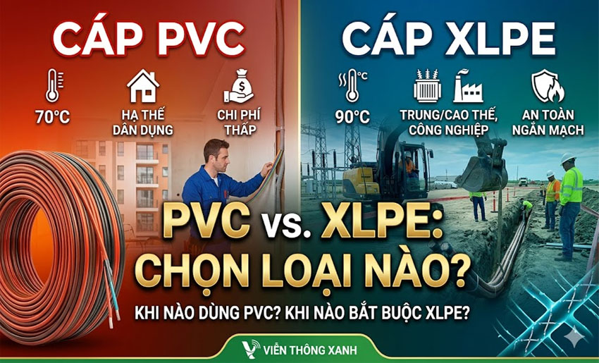 So sánh cáp điện bọc cách điện PVC và XLPE